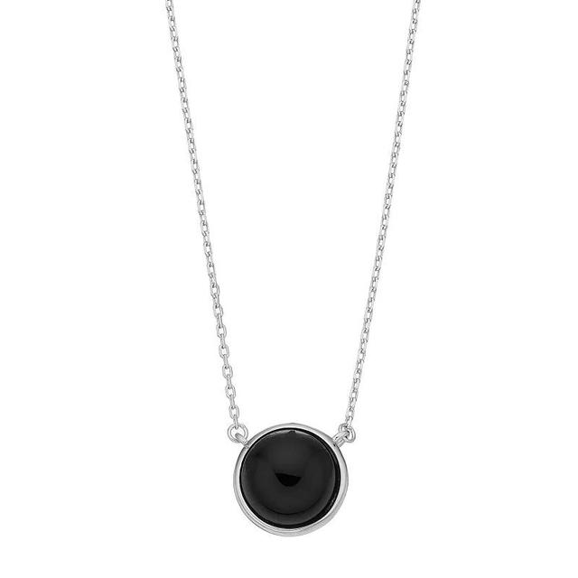 Sterling Silver Onyx Cabochon Necklace, Womens Product Image