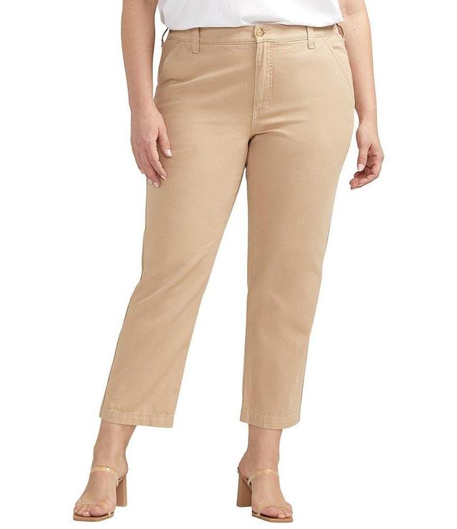 Jag Jeans Plus Size Linen Blend Chino Mid Rise Straight Leg Cropped Pants Product Image