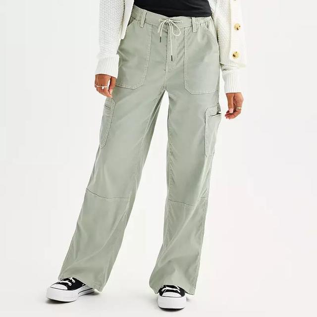 Juniors SO High Rise Relaxed Cargo Pant, Womens Med Beige Product Image