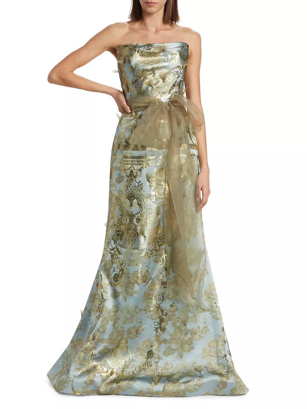 Brocade Strapless Gown Product Image