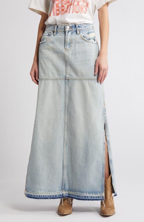 Re/Done Mid Rise Split Denim Maxi Skirt Product Image