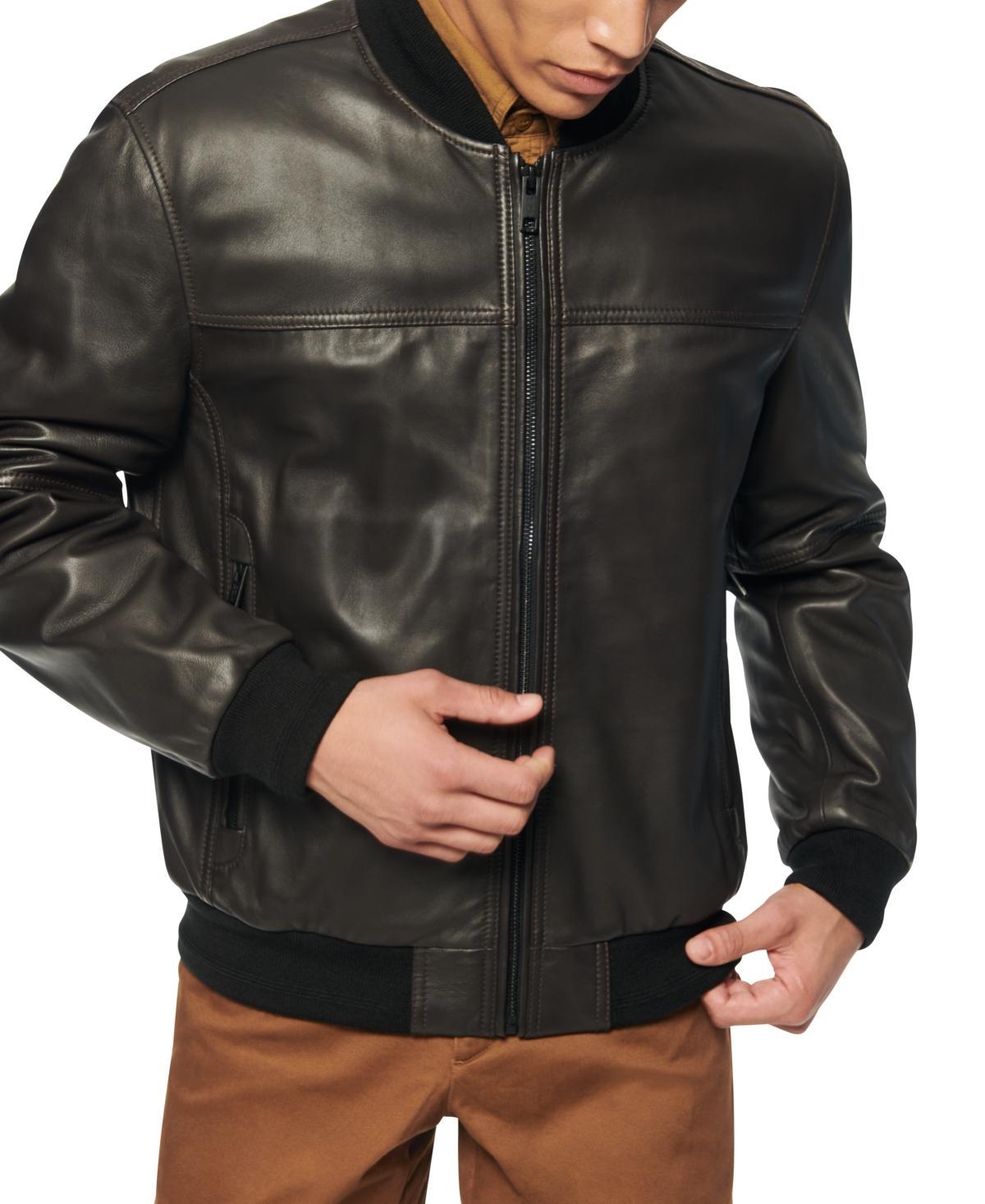 Marc New York Mens Summit Leather Bomber Jacket Product Image