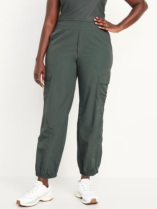 High-Waisted Ankle-Zip Cargo Joggers Product Image