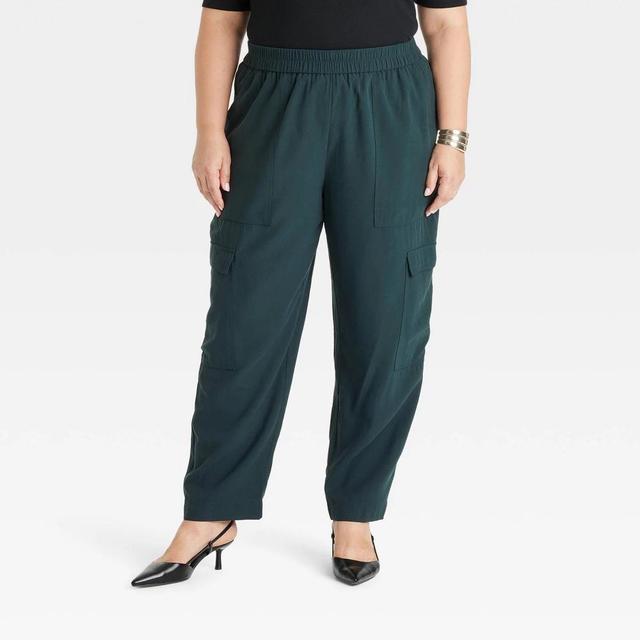 Womens High-Rise Ankle Cargo Pants - A New Day Dark 3X Product Image