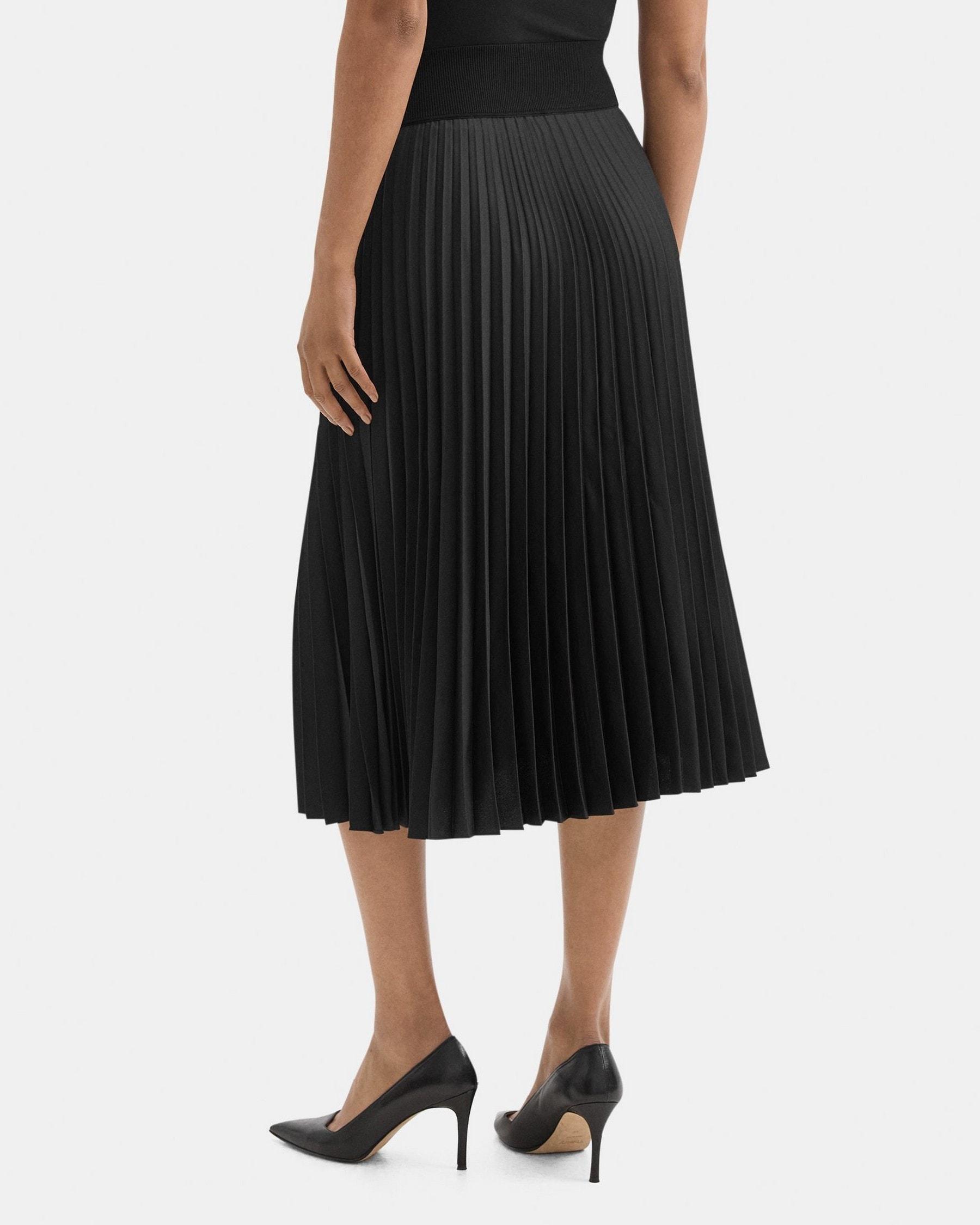 Pleated Pull-On Skirt in Poly Product Image