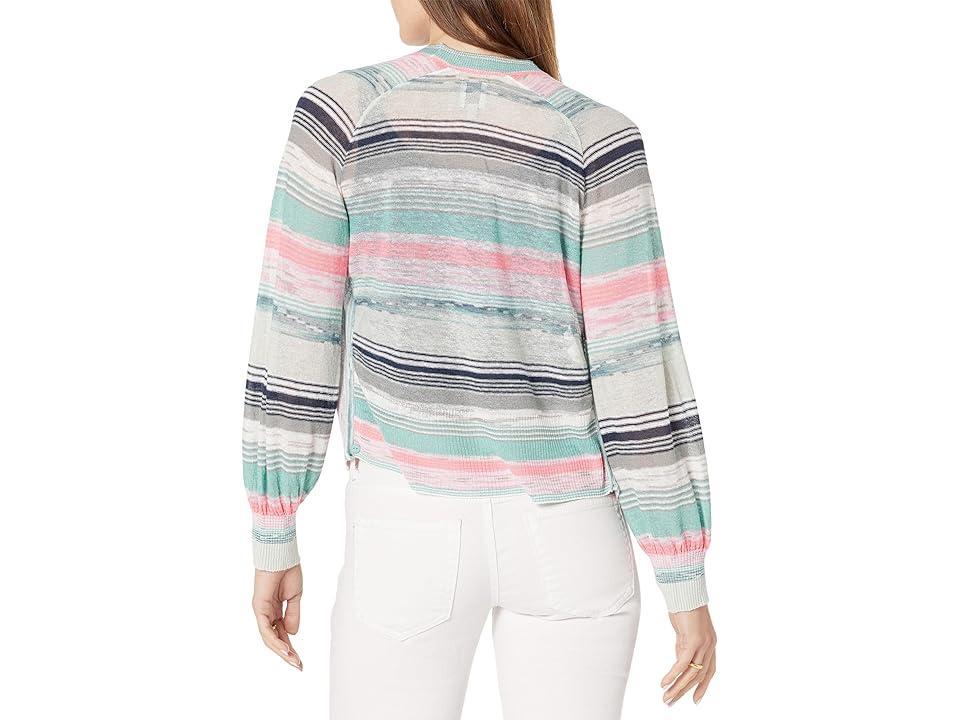 NIC+ZOE Petite Summer Space Dye Cardigan (Aqua Multi) Women's Clothing Product Image