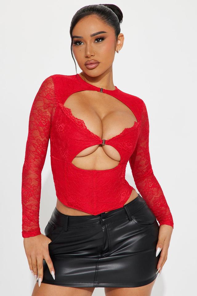 Sweet Thing Lace Corset Top - Red Product Image