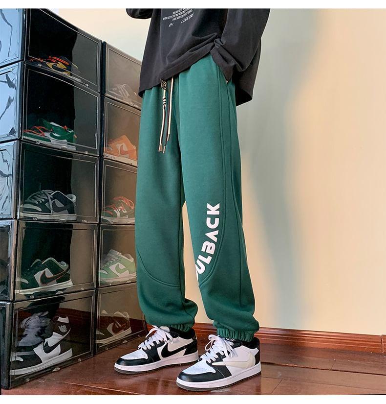 Drawstring Waist Lettering Print Harem Sweatpants Product Image