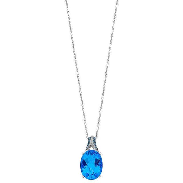 Sterling Silver Blue Topaz & Lab-Created White Sapphire Pendant Necklace, Womens Silvertone Product Image