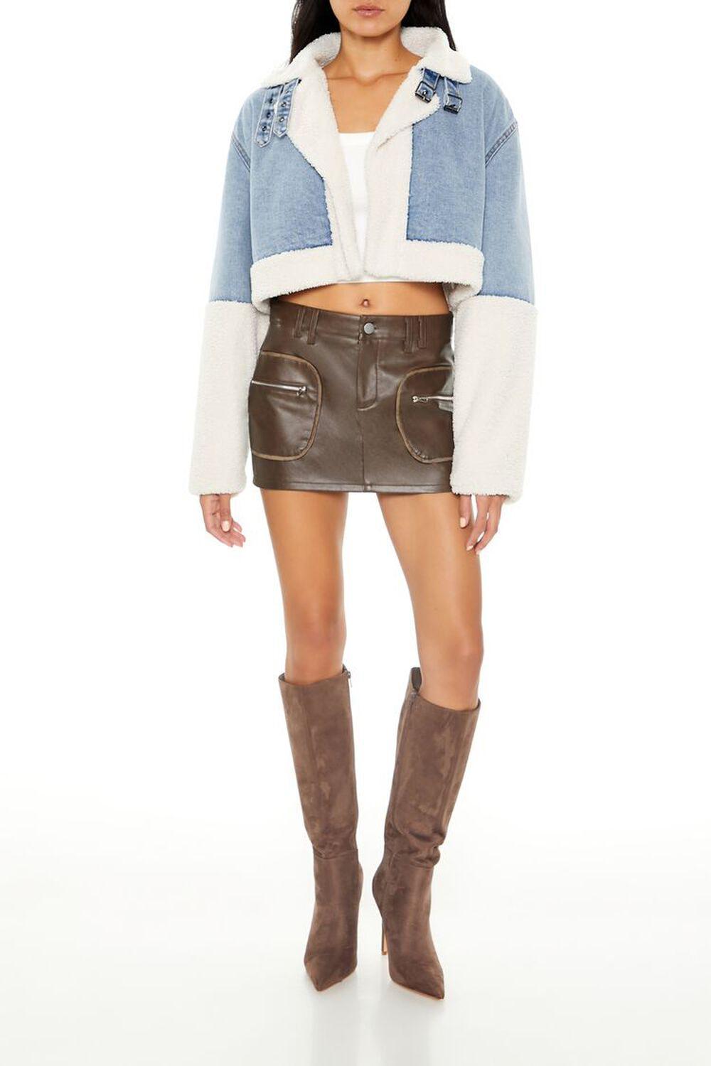 Faux Shearling Denim Moto Jacket | Forever 21 Product Image