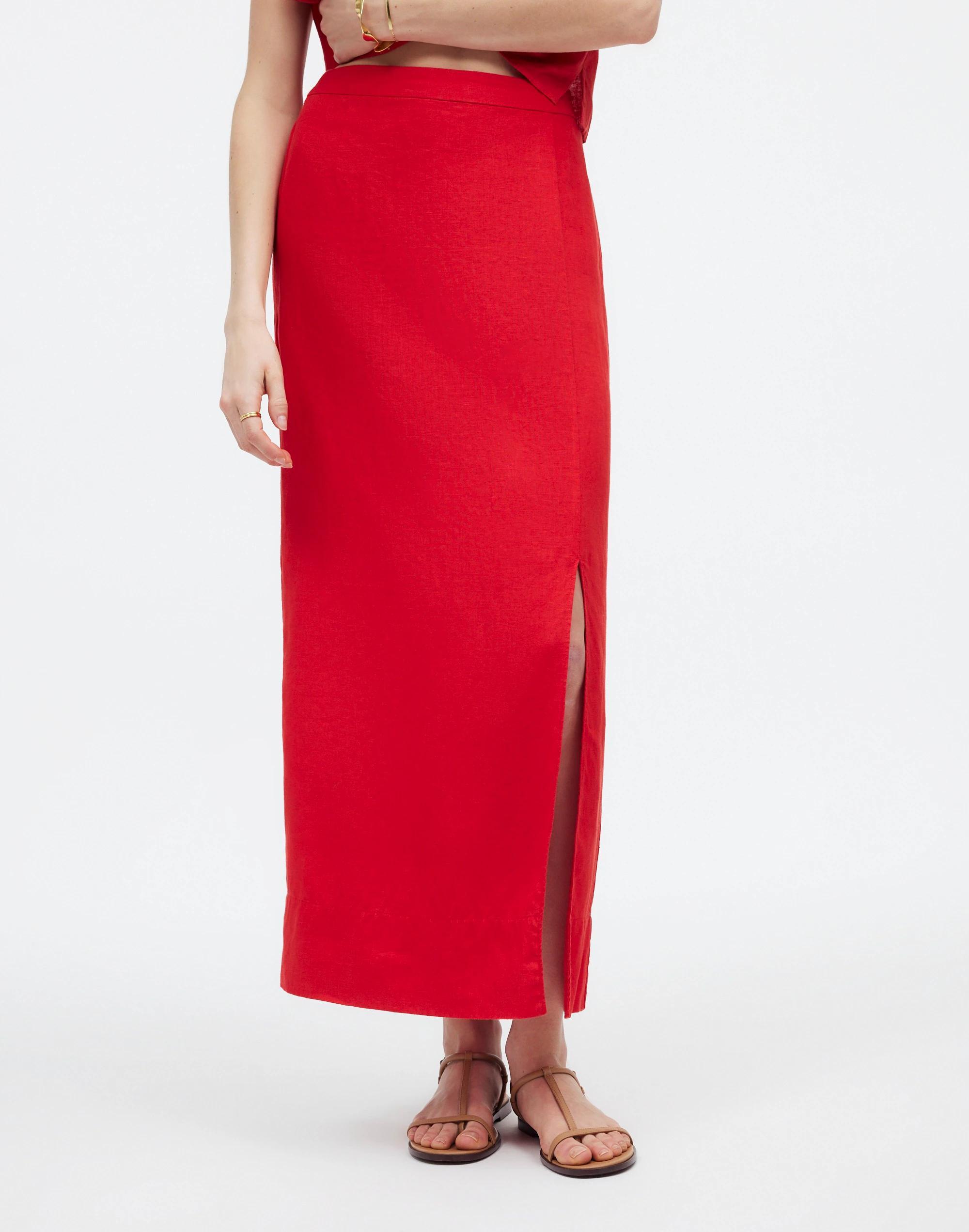 Column Maxi Skirt in 100% Linen Product Image