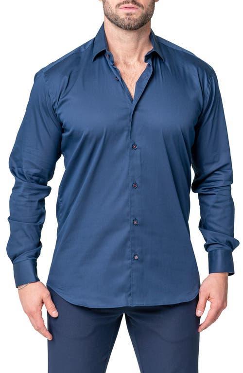 Maceoo Fibonacci Sleek Navy Contemporary Fit Button-Up Shirt Product Image