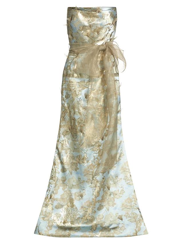 Womens Brocade Strapless Gown Product Image