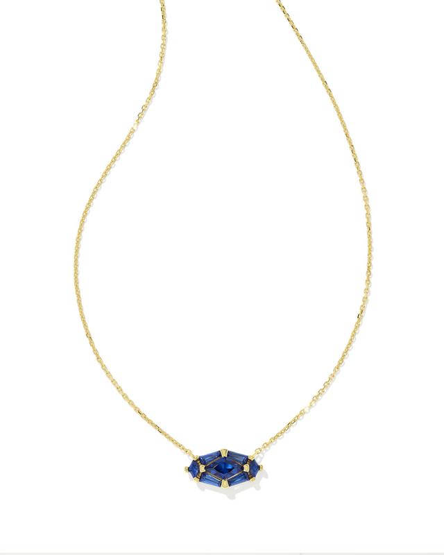 Lindy Rae Elisa Gold Short Pendant Necklace in Blue Crystal Product Image