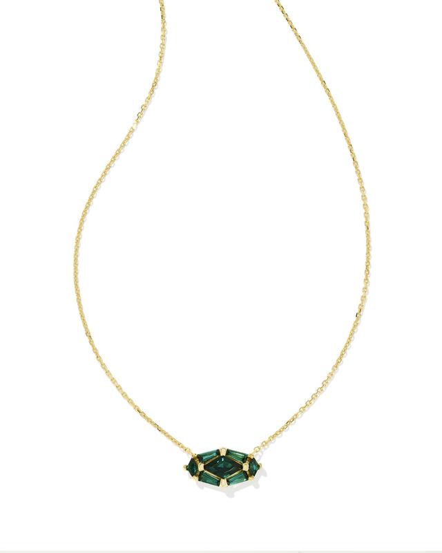 Lindy Rae Elisa Gold Short Pendant Necklace in Green Crystal Product Image