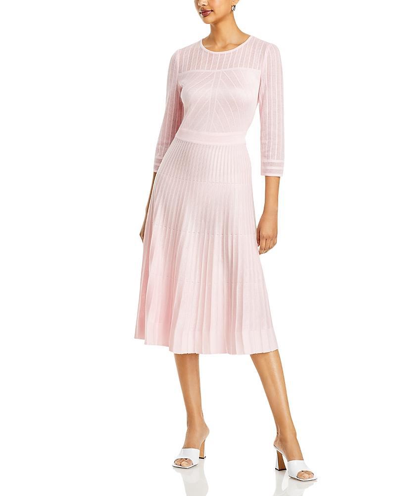 Misook Geometric Pleated Long Sleeve Dress Product Image