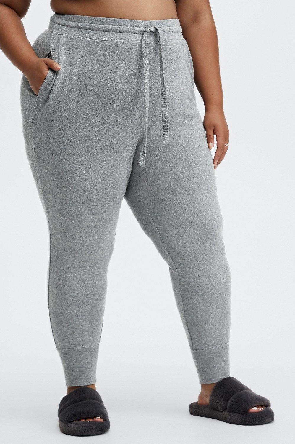 Fabletics Luxe Terry Jogger Womens black plus Size 3X Product Image