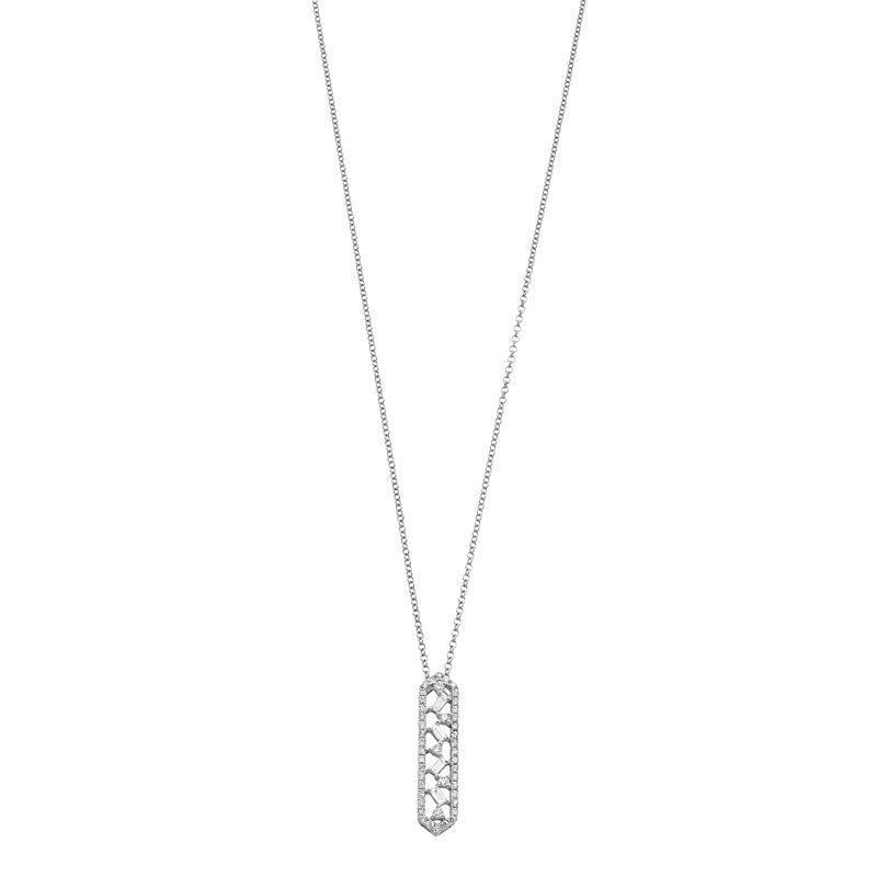 Ava Blue 14k White Gold 1/3 Carat T.W. Diamond Art Deco Pendant Necklace, Womens Product Image