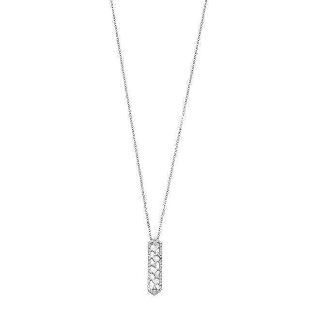 Ava Blue 14k White Gold 1/3 Carat T.W. Diamond Art Deco Pendant Necklace, Womens Product Image