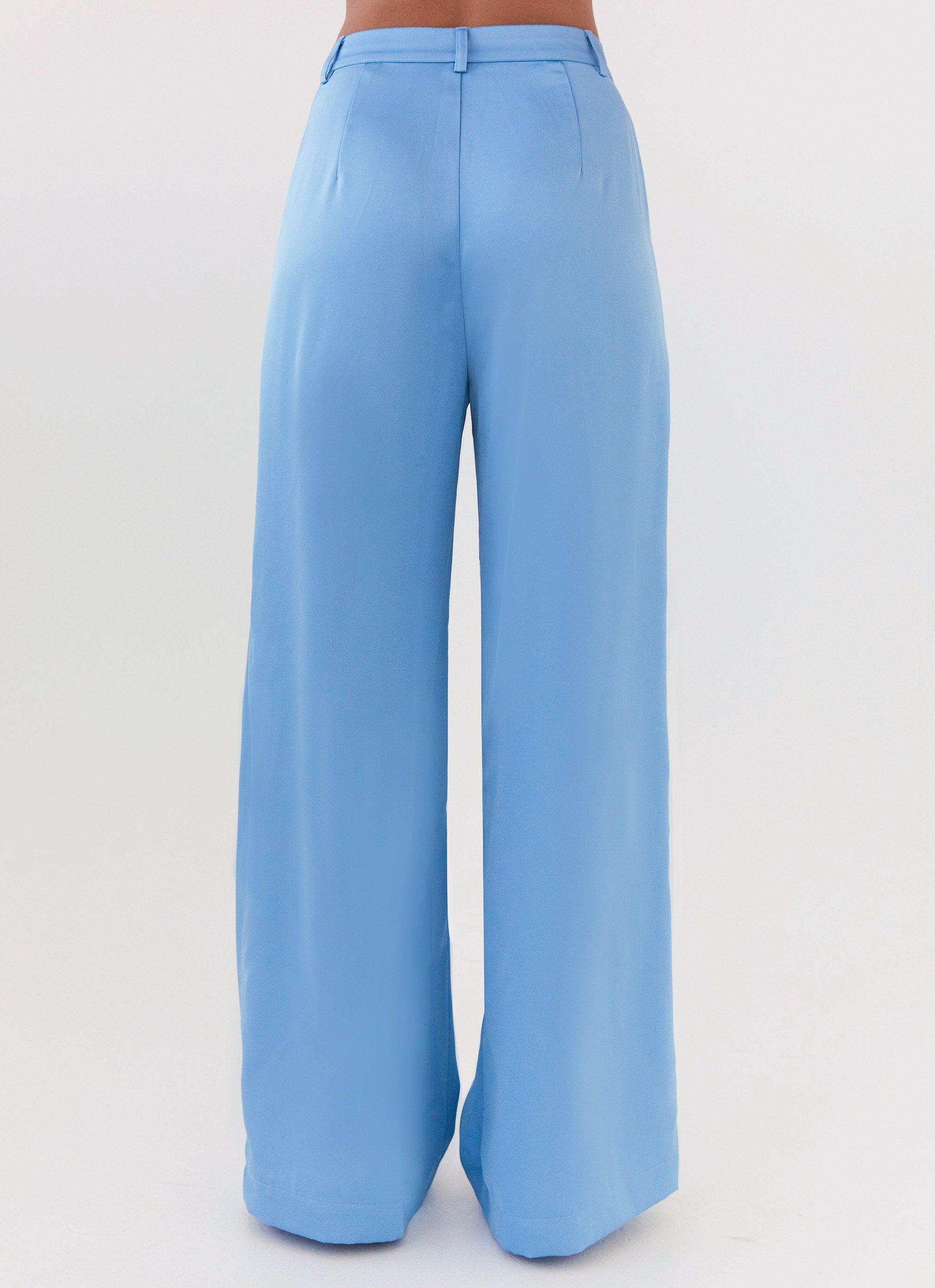 Brinkley Satin Pants - Blue Product Image