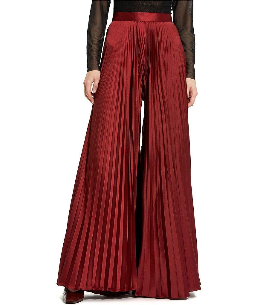 Mac Duggal Pleated Charmeuse Wide-Leg Pants product image