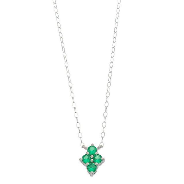 Aleure Precioso Sterling Silver Lab-Created Gemstone 4-Stone Necklace, Womens Green Product Image