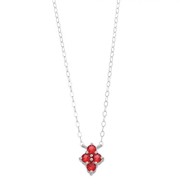 Aleure Precioso Sterling Silver Lab-Created Gemstone 4-Stone Necklace, Womens Sterling Silver Red Product Image