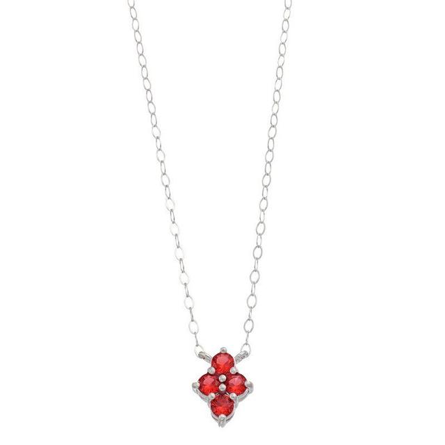 Aleure Precioso Sterling Silver Lab-Created Gemstone 4-Stone Necklace, Womens Sterling Silver Red Product Image