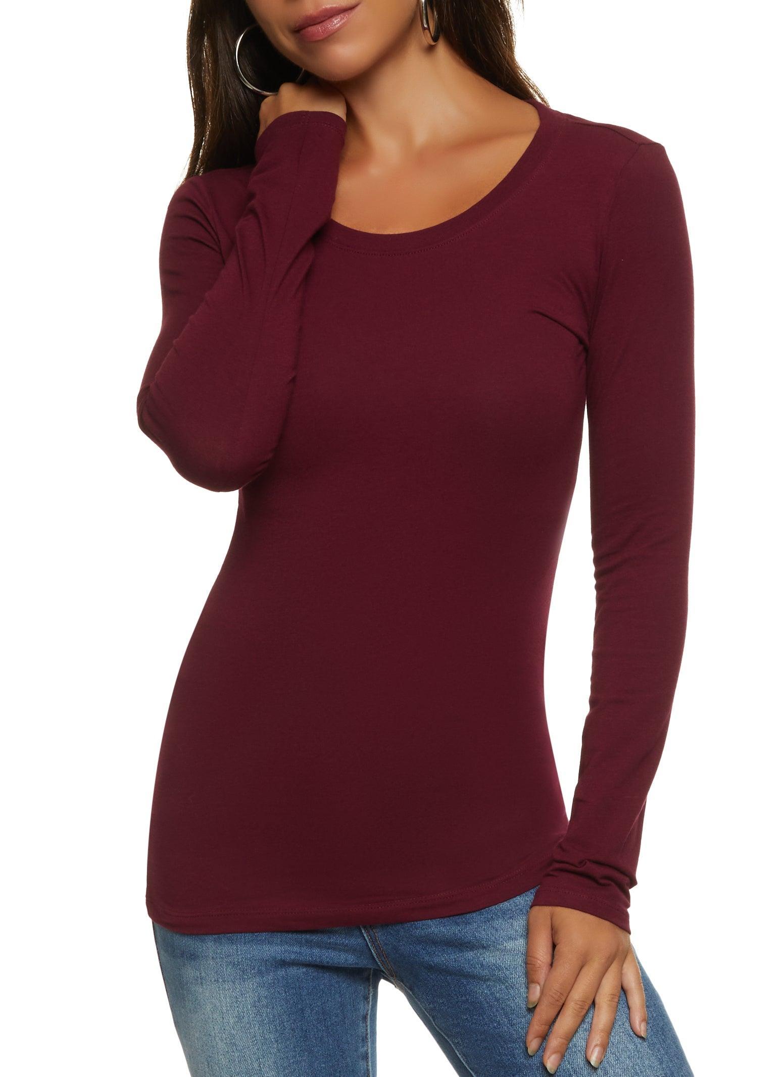 Womens Basic Crew Neck Long Sleeve Tee Product Image