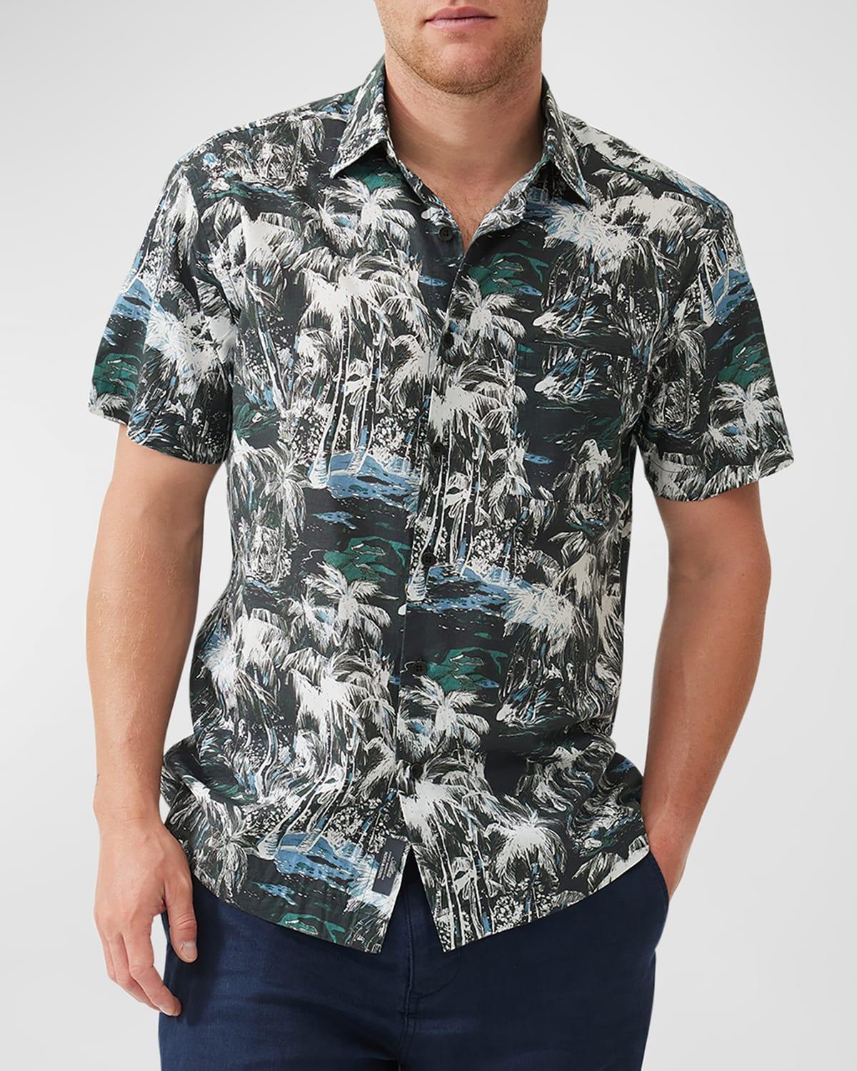 Rodd & Gunn Dakota Street Tropical Print Short Sleeve Lyocell & Cotton Button-Up Shirt Product Image