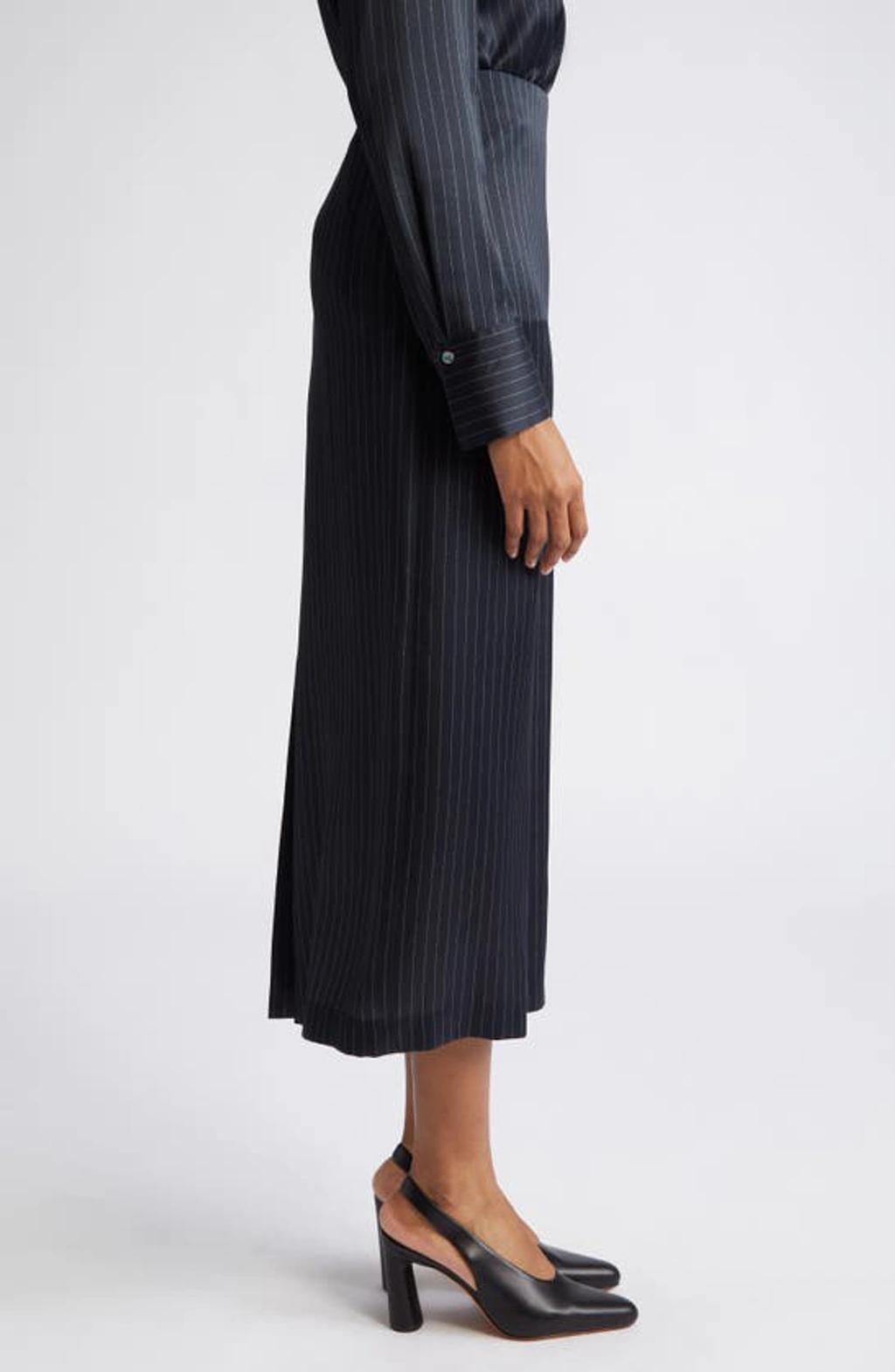 VINCE Slim Midi Pinstripe Pencil Skirt In Multi Product Image