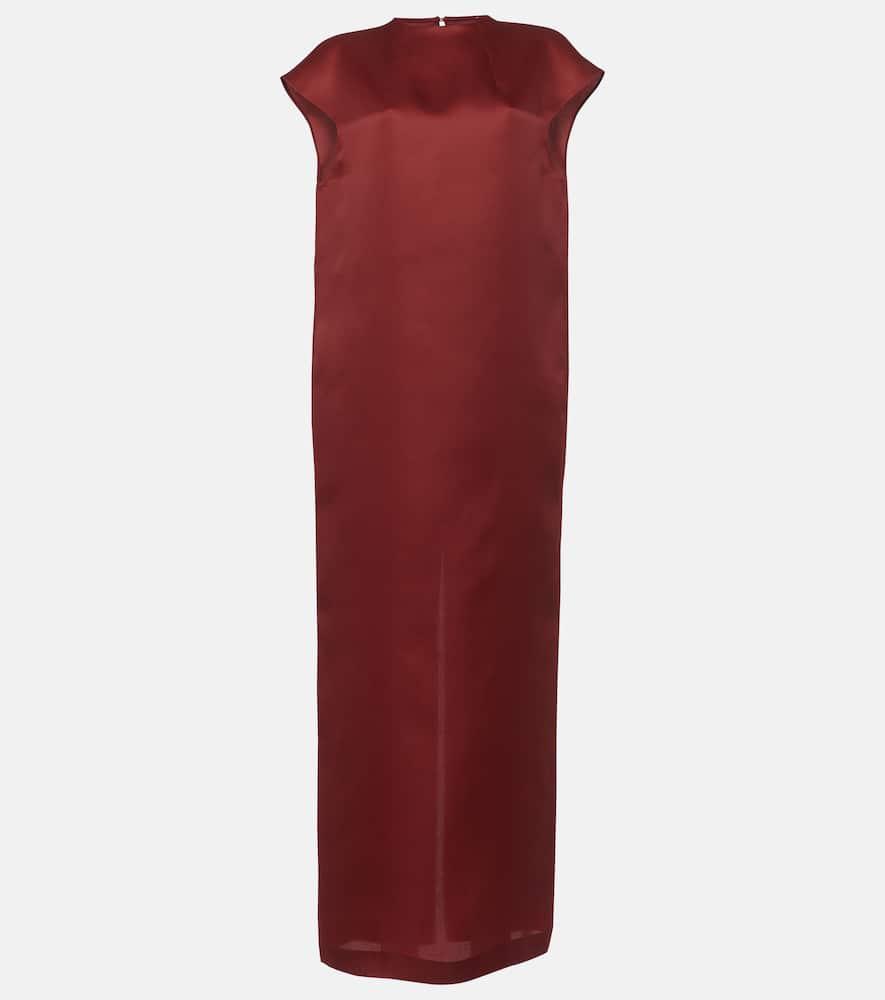 Lohan Silk Satin Long Dress In Red Product Image