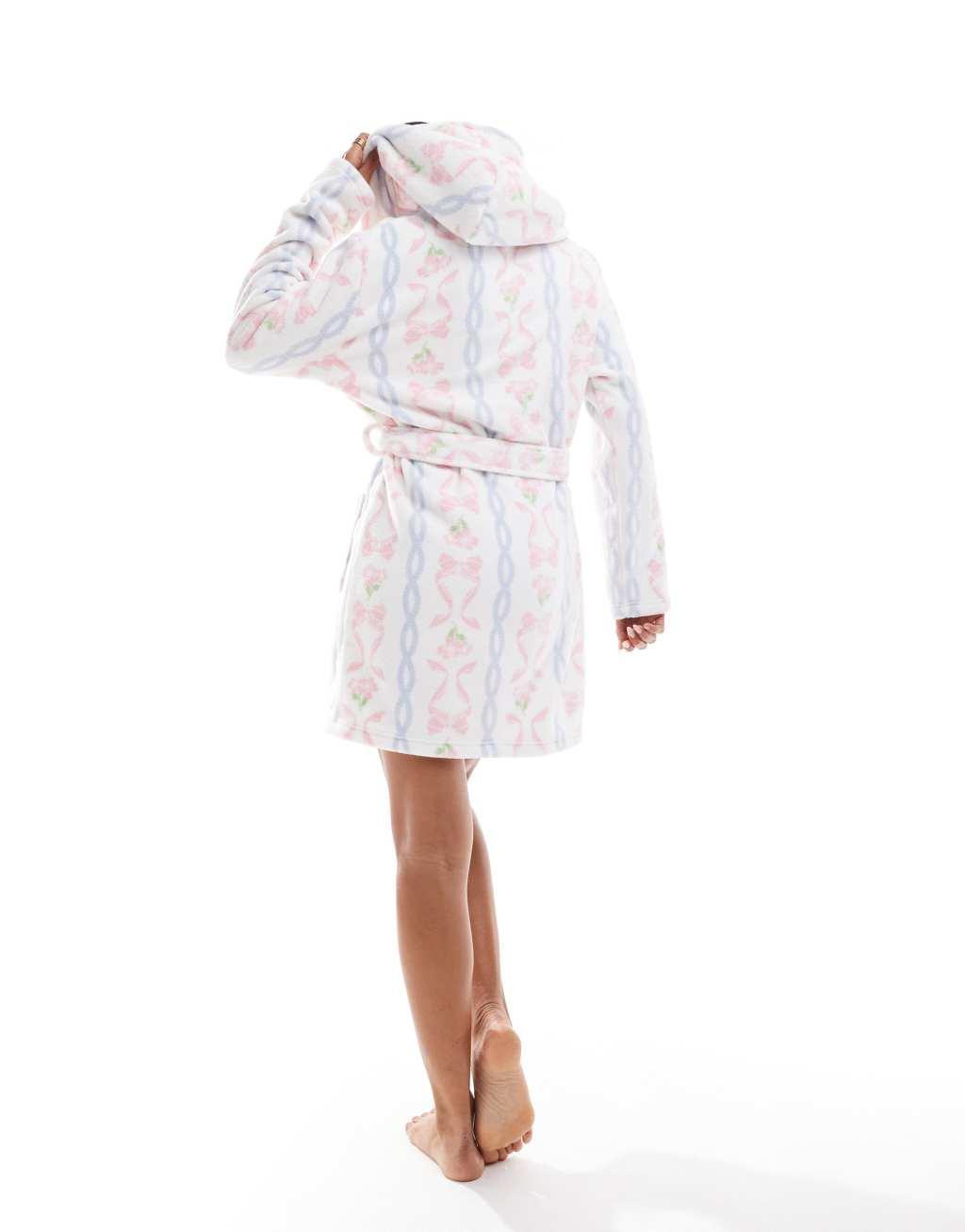 ASOS DESIGN microfleece mini robe in bow print Product Image