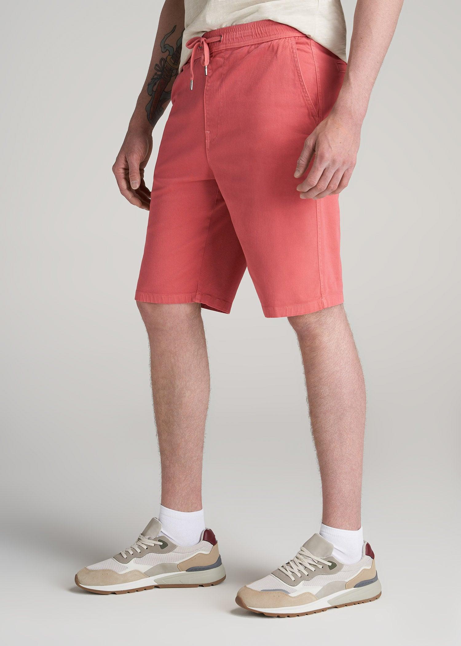 Stretch Twill Pull-On Shorts for Tall Men in Canyon Red Product Image