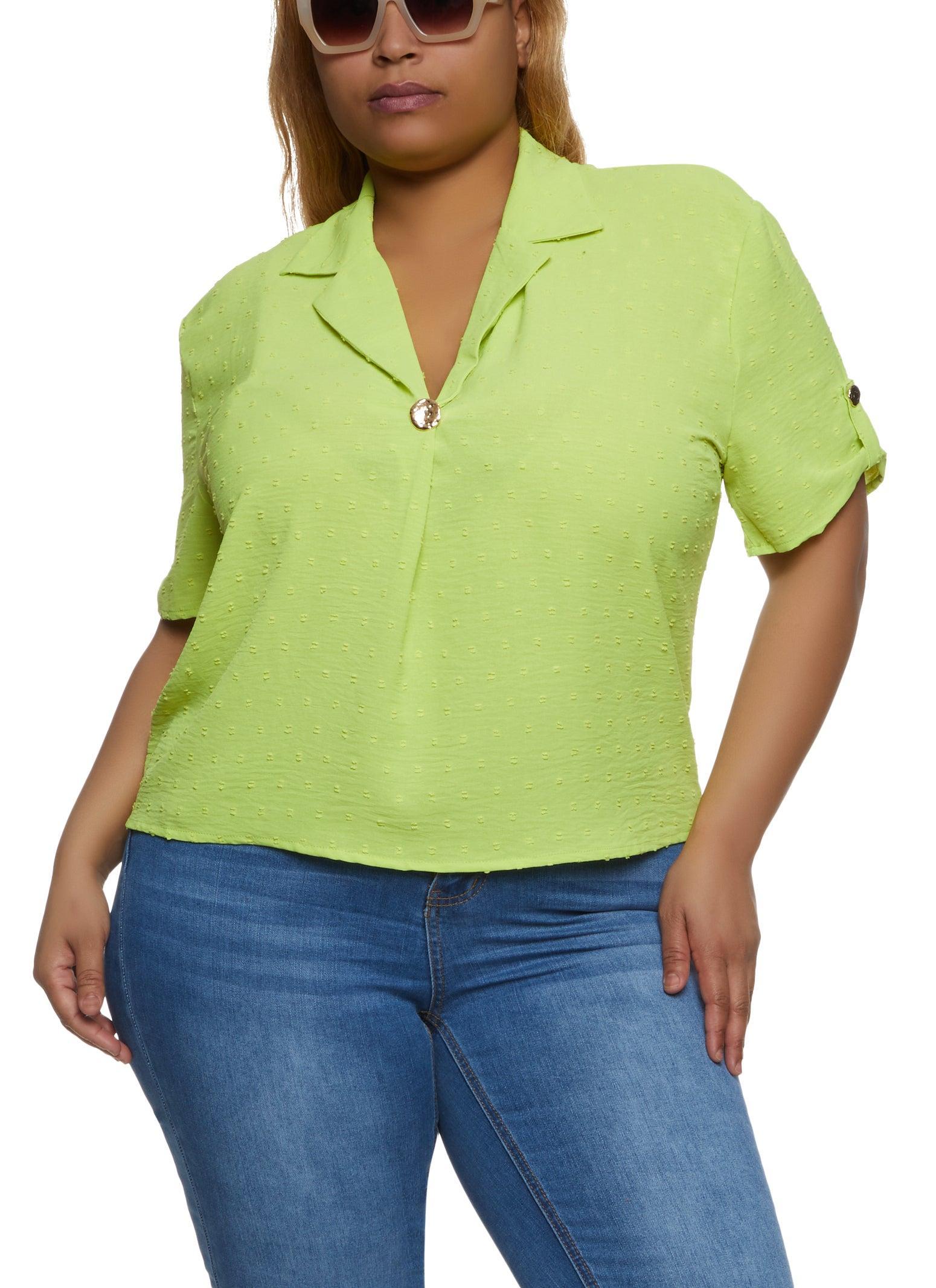 Womens Plus Size One Button Lapel Collar Blouse Product Image