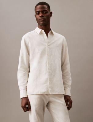 Solid Linen Blend Classic Button-Down Shirt Product Image