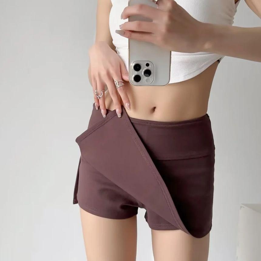 High Rise Plain A-Line Mini Skirt Product Image