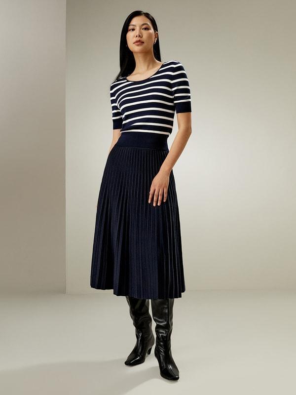 Silk Striped Cropped Knit Top Product Image