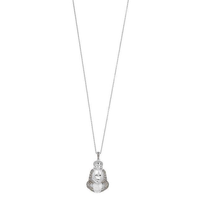 Lavish by TJM Sterling Silver Marcasite Meditating Buddha Pendant Necklace, Womens Product Image