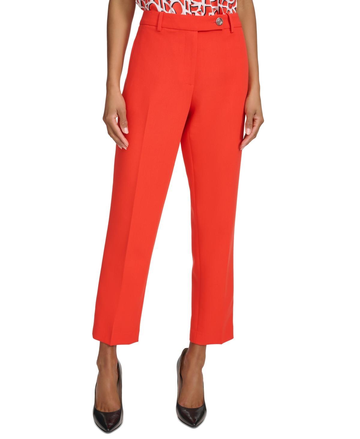 Karl Lagerfeld Womens Mid-Rise Extended-Tab Pants Product Image