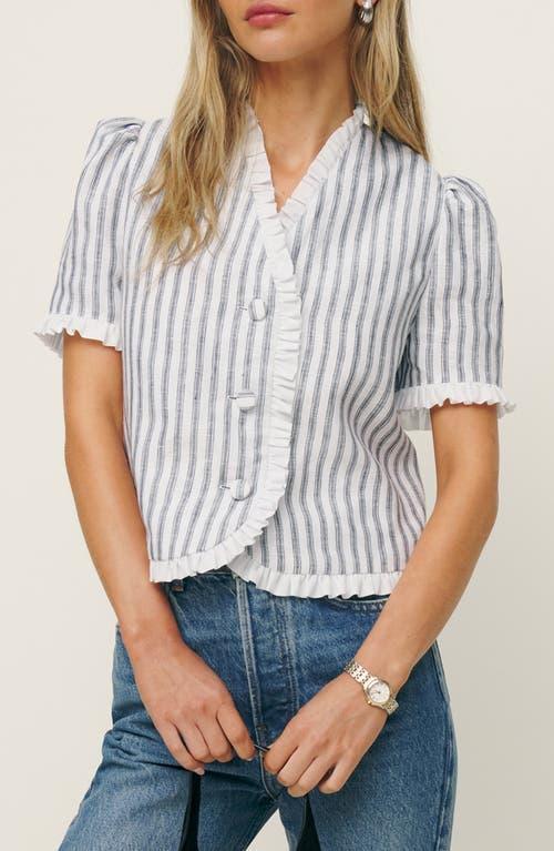 Bess Linen Top In Antibes Stripe Product Image