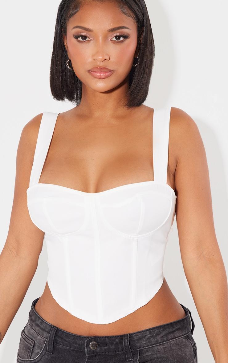 Shape White Woven Corset Crop Top Product Image