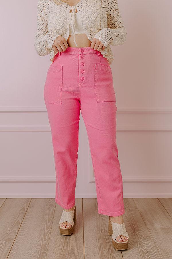 The Lari High Waist Button Up Trousers In Bubblegum Pink Product Image