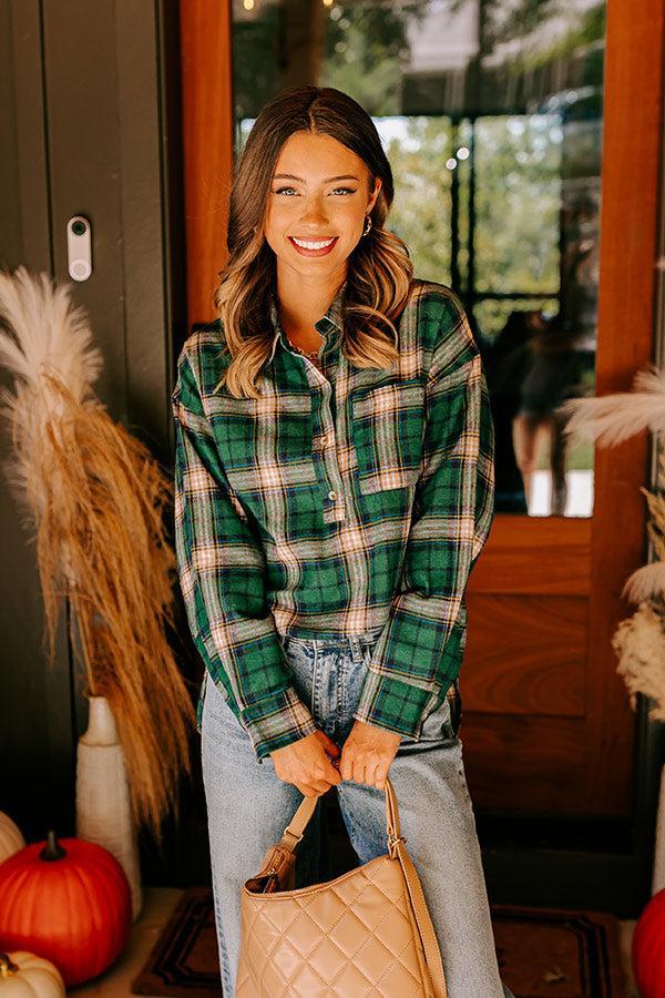 Fireside S'mores Oversized Flannel in Hunter Green Product Image