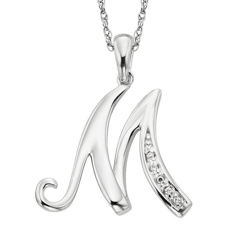 Sterling Silver Diamond Accent Initial Pendant, Womens Product Image