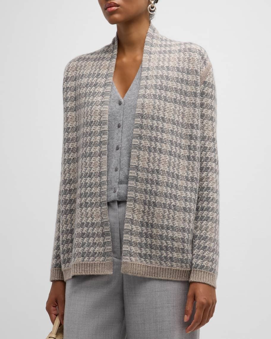 Cashmere Lurex Intarsia Open Cardigan Product Image