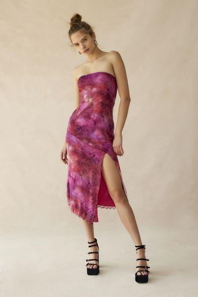 Urban Outfitters UO Samara Mesh Strapless Midi Dress Womens at Urban Outfitters Product Image