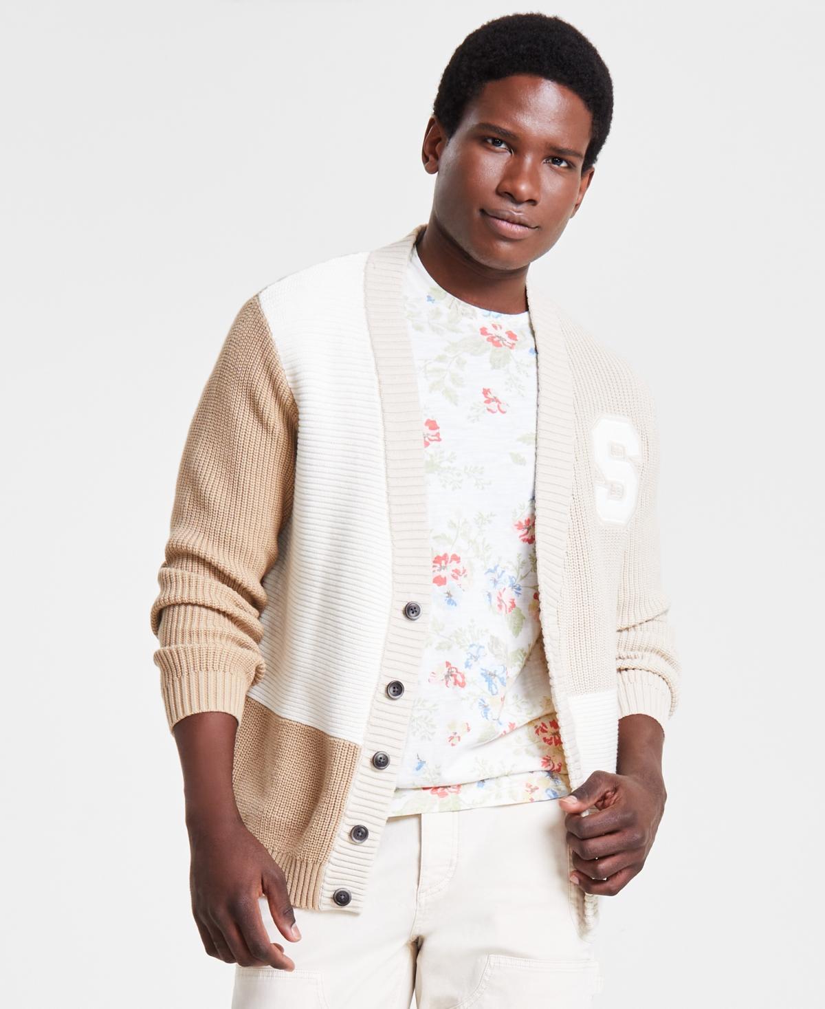 Men's Regular-Fit Colorblocked Patchwork Cardigan, Created for Macy's  Product Image