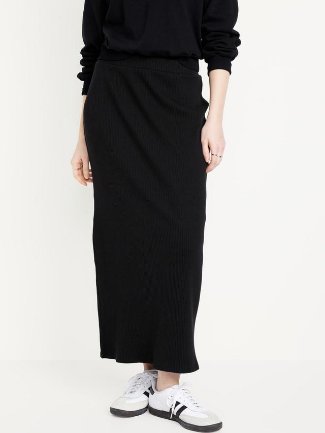 High-Waisted Rib-Knit Maxi Skirt Product Image