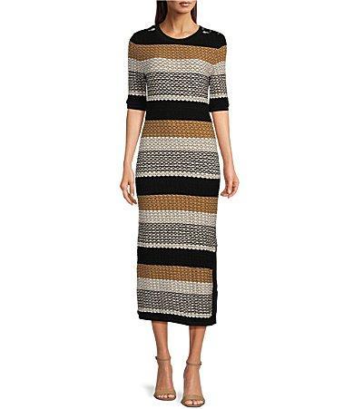 BOSS Etanah Stripe Midi Dress Product Image